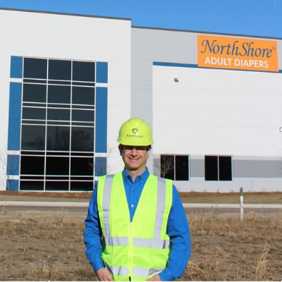NorthShore Founder, Adam Greenberg in front of new Headquarters in Green Oaks, Illinois
