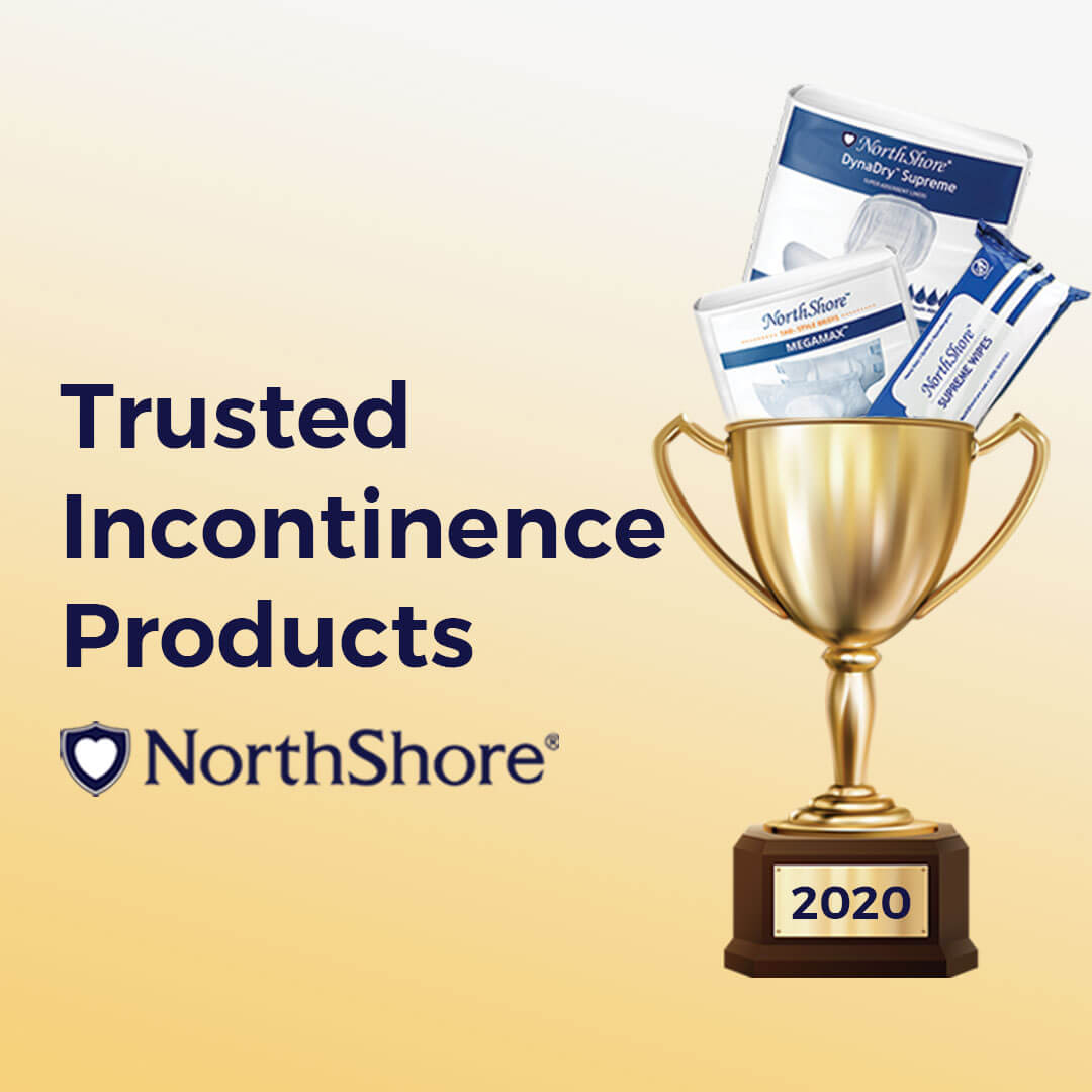 Trusted Incontinence Products banner with trophy